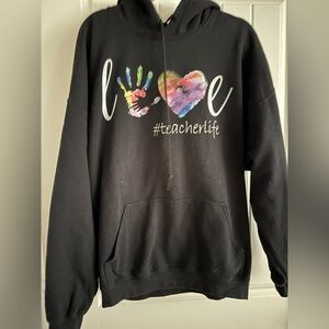 Black Hoodie with Colorful Love Design